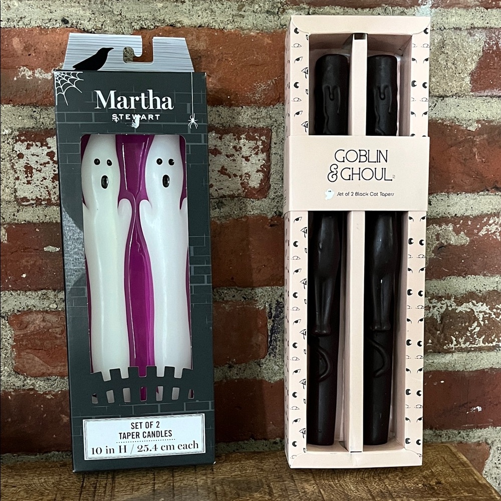 Martha Stewart White and Black Ghost Taper Candles